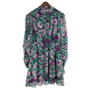 Zara Floral Fairycore Long Sleeve Keyhole Dress Womens Size Small Romantic